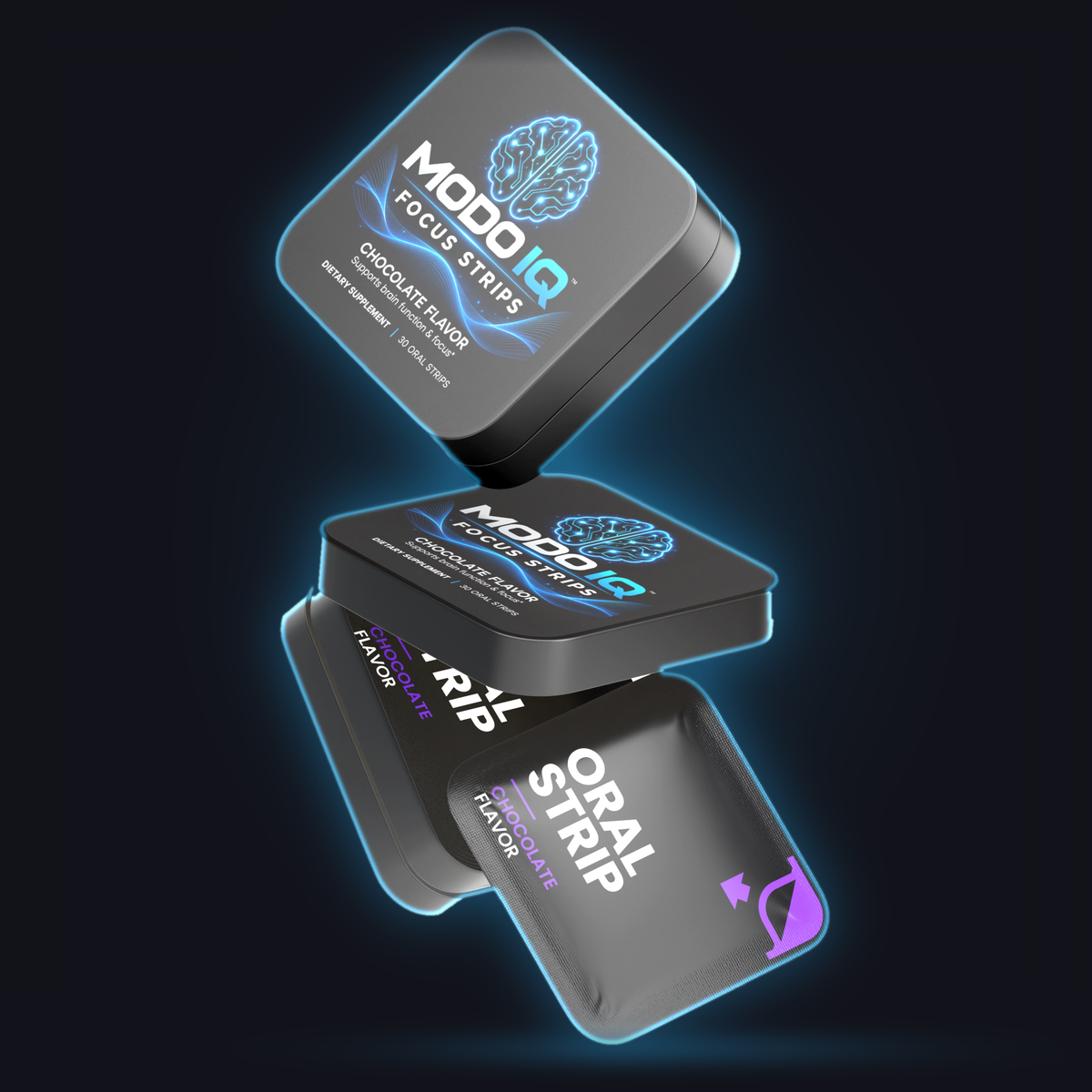 MODO IQ Focus Strips tins and sachet